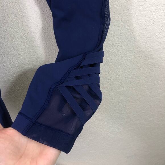 Lululemon Minimalist crop leggings in blue - mesh criss cross high rise - Picture 8 of 12